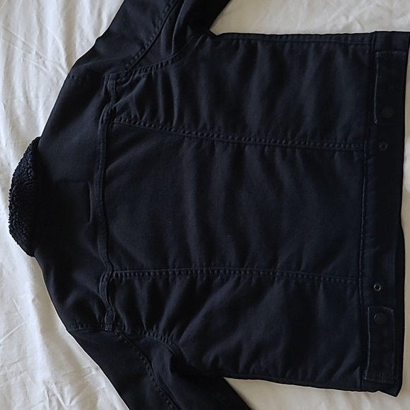 Levi's Original Black on Black Sherpa-Lined Classic Denim Trucker Jacket Size S - Picture 8 of 16